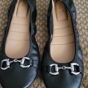 Me Too Black Flats with Silver Accent